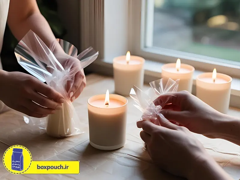 ایده بسته‌بندی شمع با پلاستیک سلفون