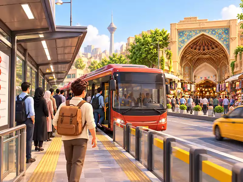 مسیر دسترسی به بازار تهران با اتوبوس و BRT